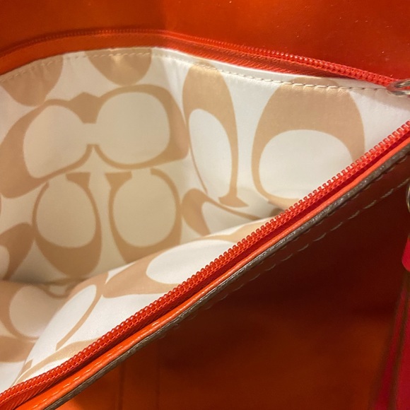 Stained nylon orange tan Coach purse with canvas - Picture 9 of 16